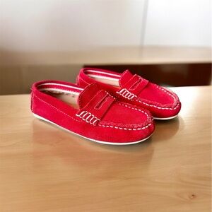 Zara Kids Red Suede Loafers Size 12